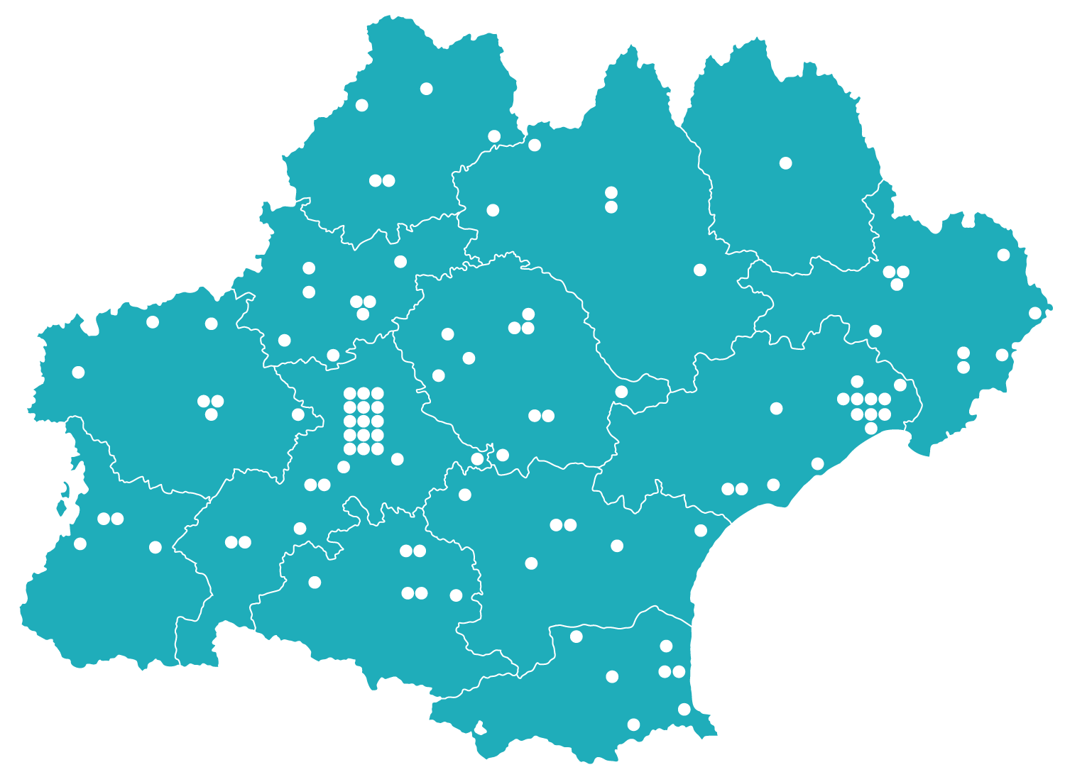 Carte des sites d'accueil CEP en Occitanie